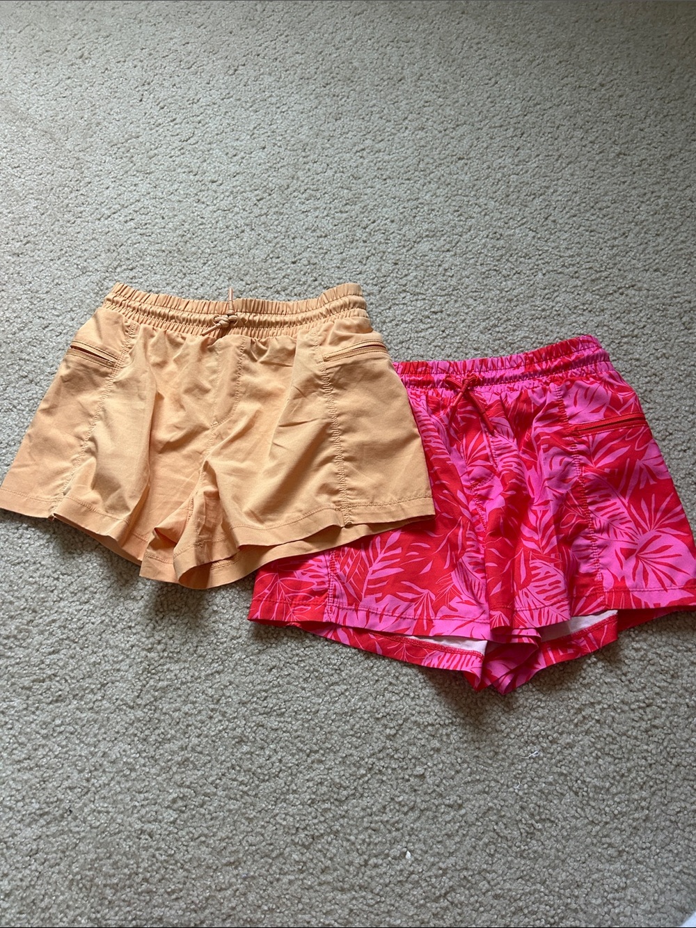 Pair of old navy active quick dry shorts-light orange and bright tropical pink